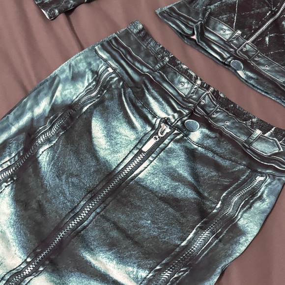 Fashion Nova Teal Spandex Printed Skirt Set - Picture 7 of 12